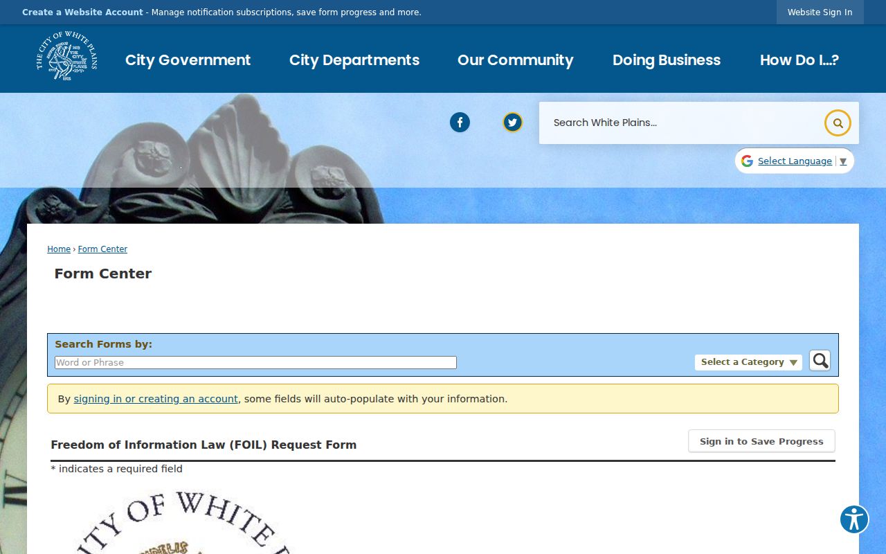 White Plains residents directory FOIL request form