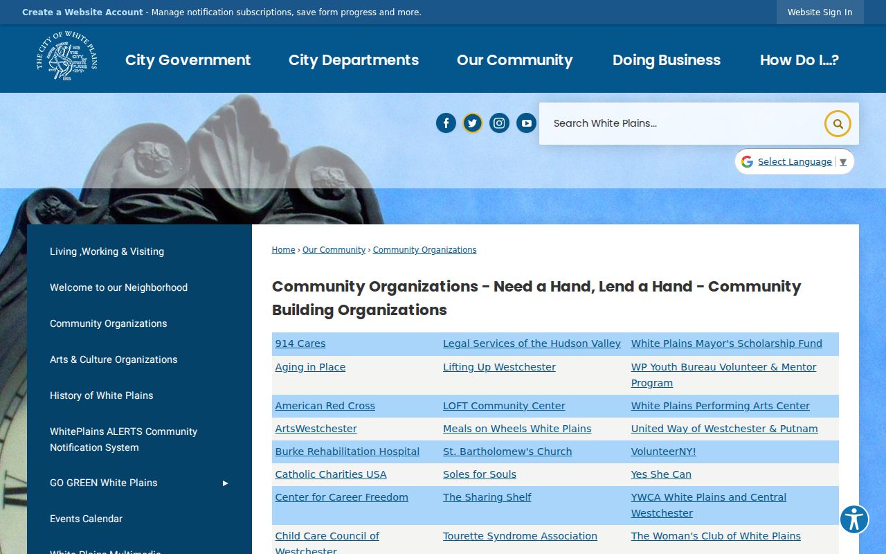 White Plains neighbors City Community Organizations public contact directory